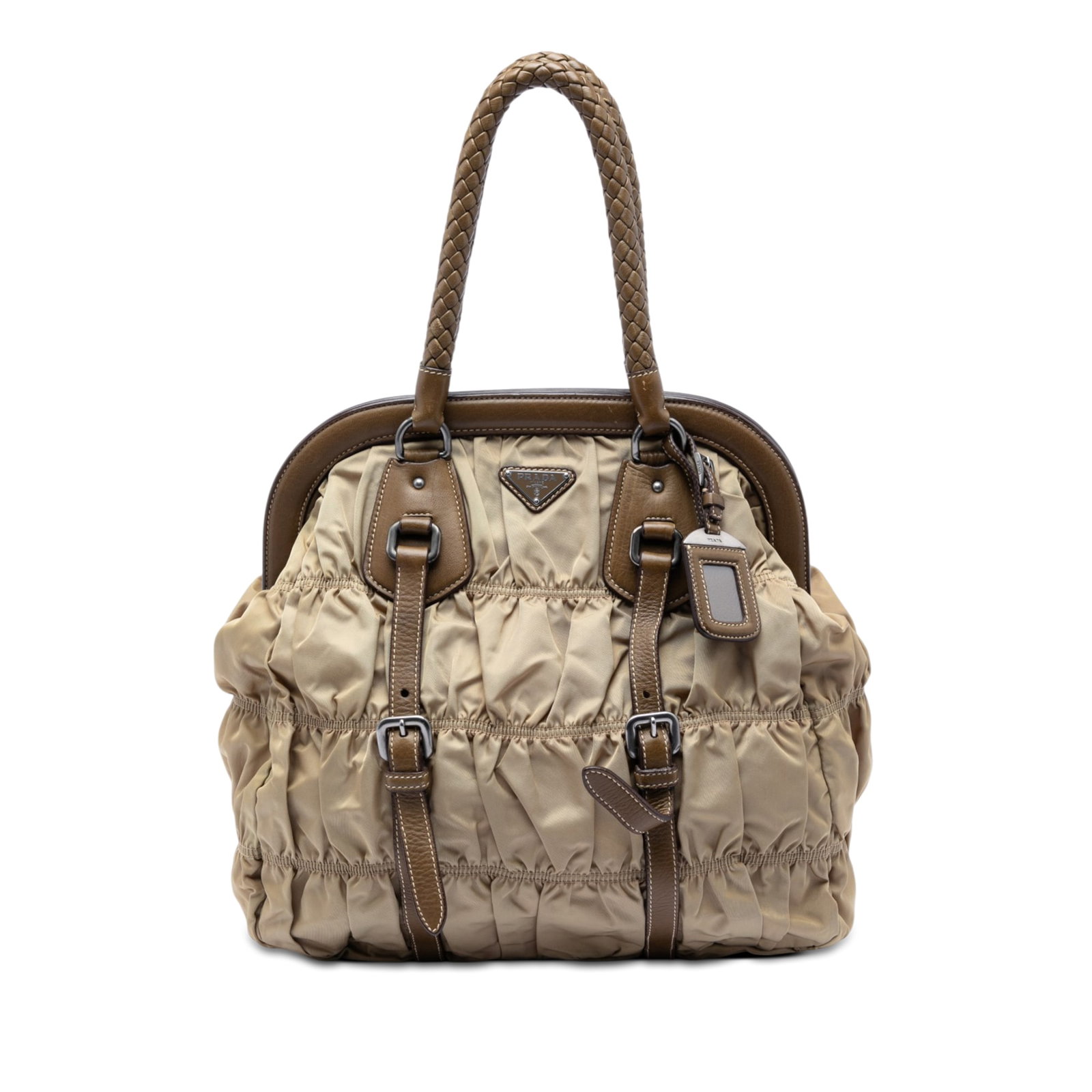 Prada nylon gathered frame tote bag (1 of 6)
