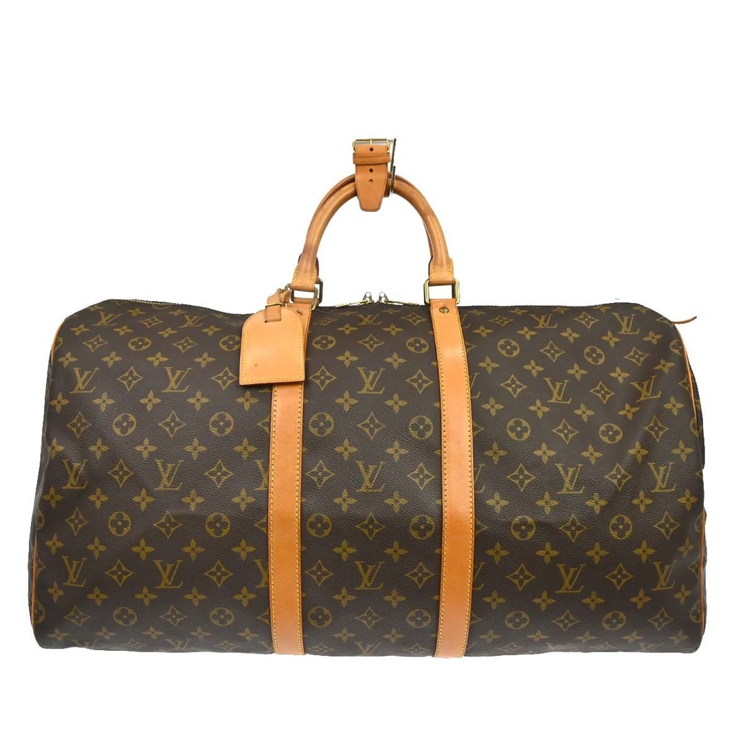 Louis Vuitton Keepall 55 Monogram Duffle Bag: Louis Vuitton Keepall 55 Monogram Duffle Bag This Louis Vuitton Keepall 55 is a vintage extra-large duffle bag crafted from the iconic Monogram canvas leather. Designed for travel, it features double 
