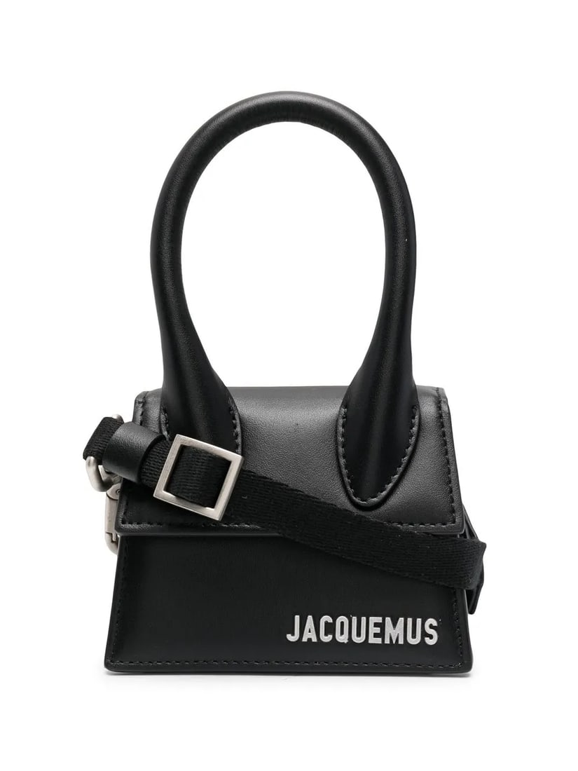 Jacquemus Le Chiquito Mini Black Leather Bag 12cm by 9.5cm by 5cm: Jacquemus Le Chiquito Mini Black Leather Bag 12cm by 9.5cm by 5cm The Jacquemus Le Chiquito Mini is a men's leather bag in black, crafted in Italy. It features a compact design measuring 12cm x 9.5cm 