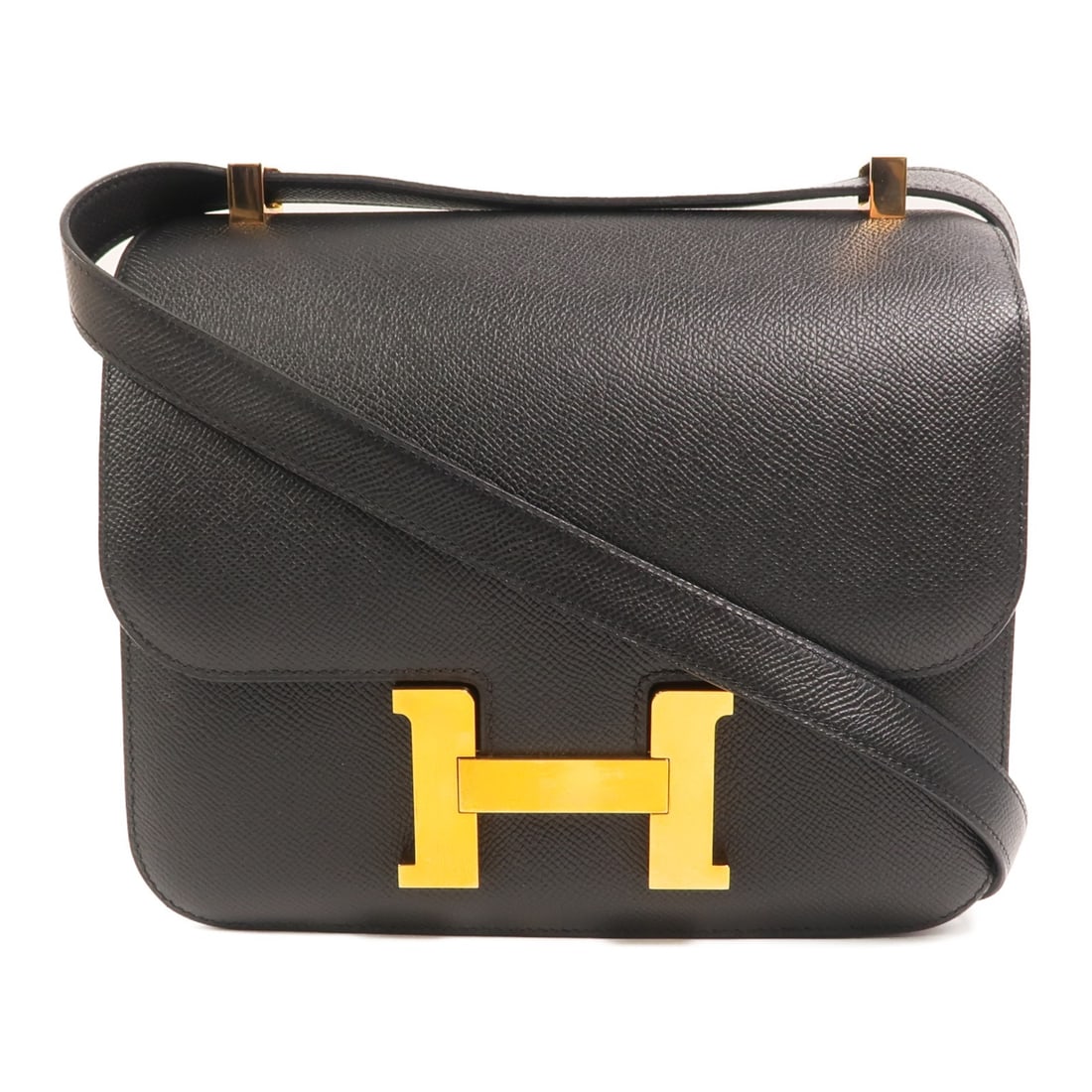 Hermes Constance 24 Black Epsom Leather Shoulder Bag GHW: Hermes Constance 24 Black Epsom Leather Shoulder Bag GHW This Hermes Constance 24 shoulder bag is crafted from black Veau Epsom calfskin leather and features gold-tone hardware. Designed for women, it