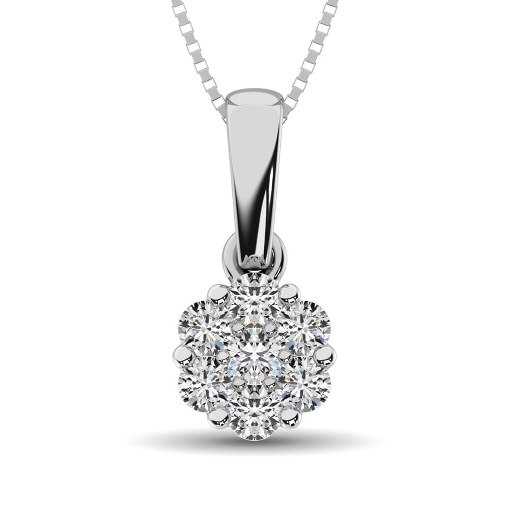 14K White Gold 1/2 Ct.Tw. Diamond Flower Pendant (1 of 4)