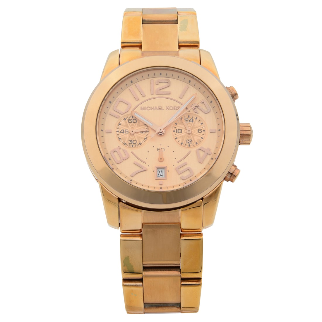 Michael Kors Mercer Ladies Watch MK5727 Rose Gold Tone Salmon Dial Quartz: Michael Kors Mercer Ladies Watch MK5727 Rose Gold Tone Salmon Dial Quartz Elevate your style with the Michael Kors Mercer Rose Gold Tone Steel Salmon Dial Quartz Ladies Watch. This classic wristwatch 