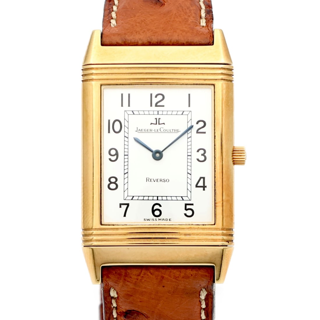 Jaeger-LeCoultre Reverso Classique 18K Yellow Gold White Dial Wristwatch: Jaeger-LeCoultre Reverso Classique 18K Yellow Gold White Dial Wristwatch This Jaeger-LeCoultre Reverso Classique wristwatch features an 18K yellow gold case and band, complemented by a white dial and 