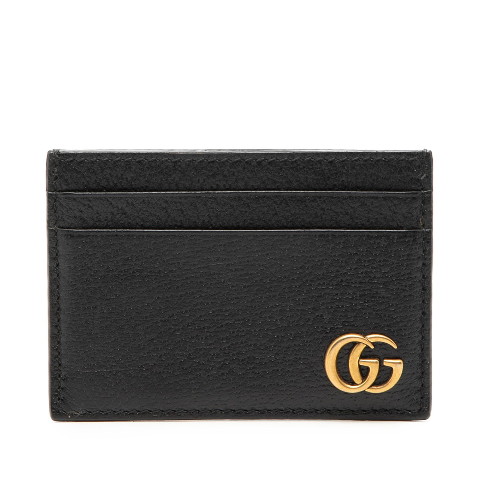 Gucci GG Marmont Black Leather Card Case: Gucci GG Marmont Black Leather Card Case This Gucci GG Marmont card holder is crafted from black leather and features slip compartments for organizing cards. Made in Italy, it is part of the GG Marmon