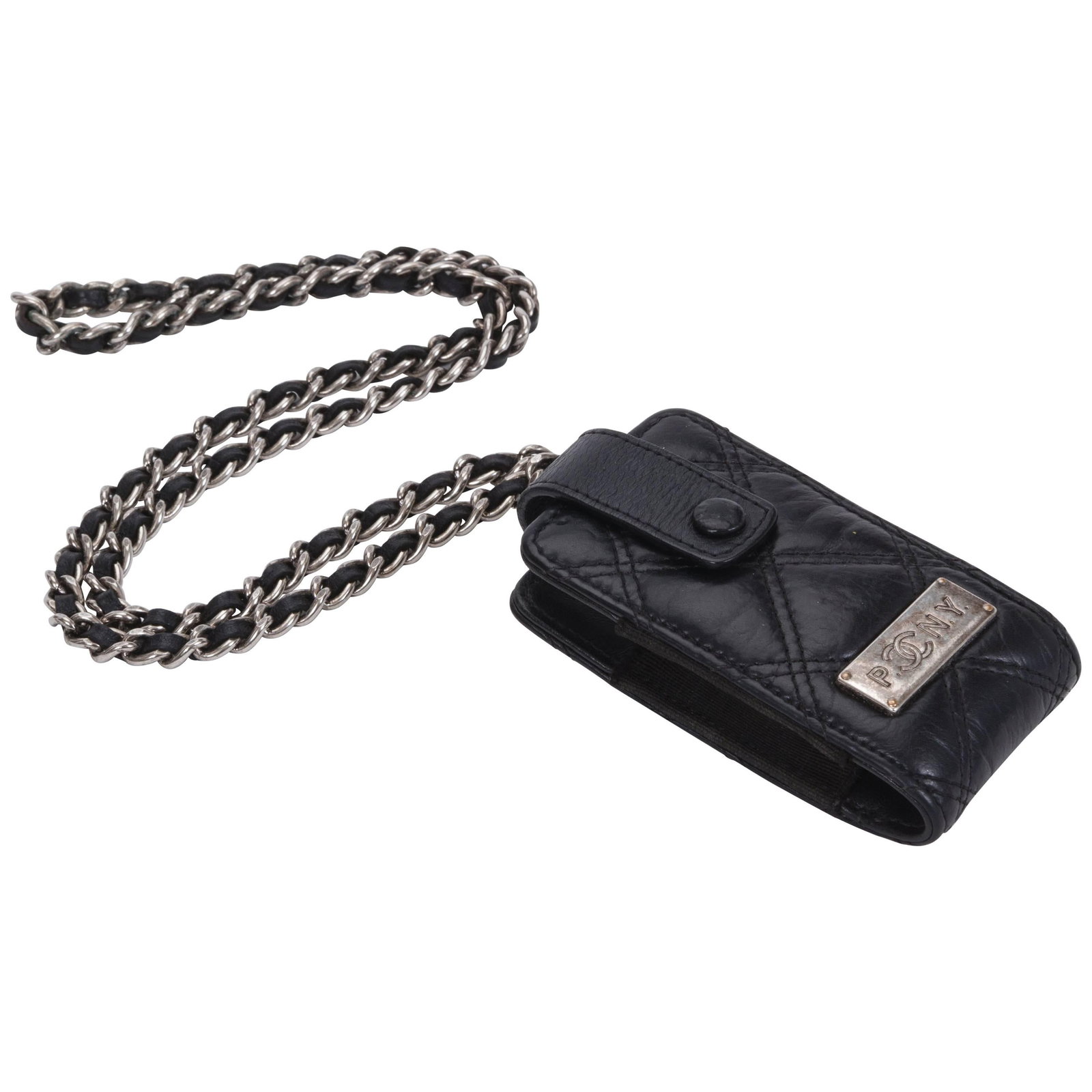 Chanel Mini Paris/New York Black Leather Bag 2005/2006 With Hologram: Chanel Mini Paris/New York Black Leather Bag 2005/2006 With Hologram This Chanel Mini Paris/New York Bag is a stunning piece crafted from black distressed leather, showcasing the iconic design of the 