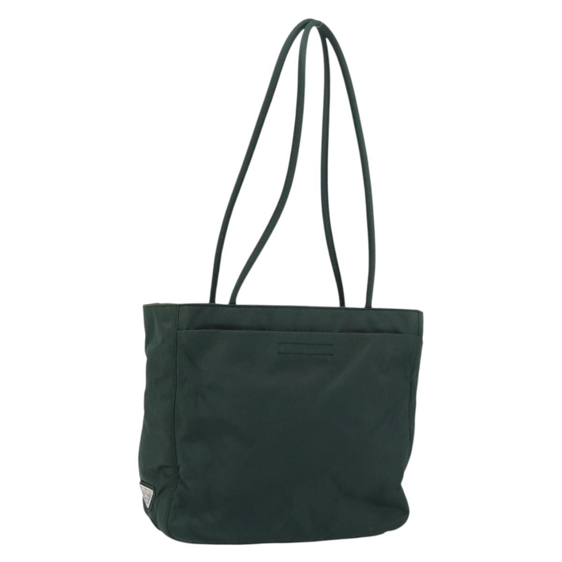 Khaki Nylon Prada Tote Bag Vintage 26cm by 21cm by 8cm: Khaki Nylon Prada Tote Bag Vintage 26cm by 21cm by 8cm This vintage Prada tote bag for women features a khaki nylon exterior with metal fittings. The pre-owned bag shows signs of wear, including surfa