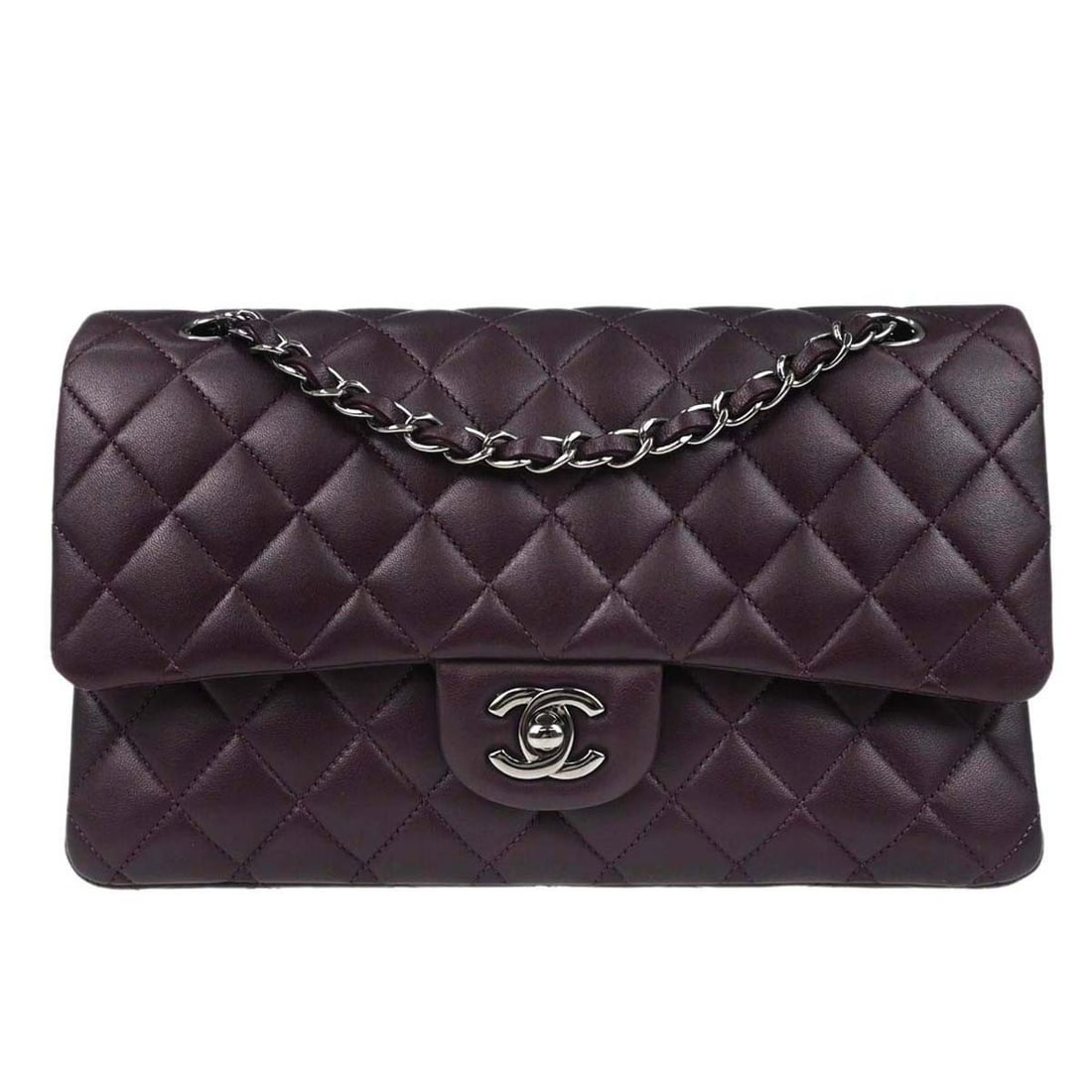 CHANEL Classic Double Flap Purple Lambskin Shoulder Bag Medium (1 of 18)