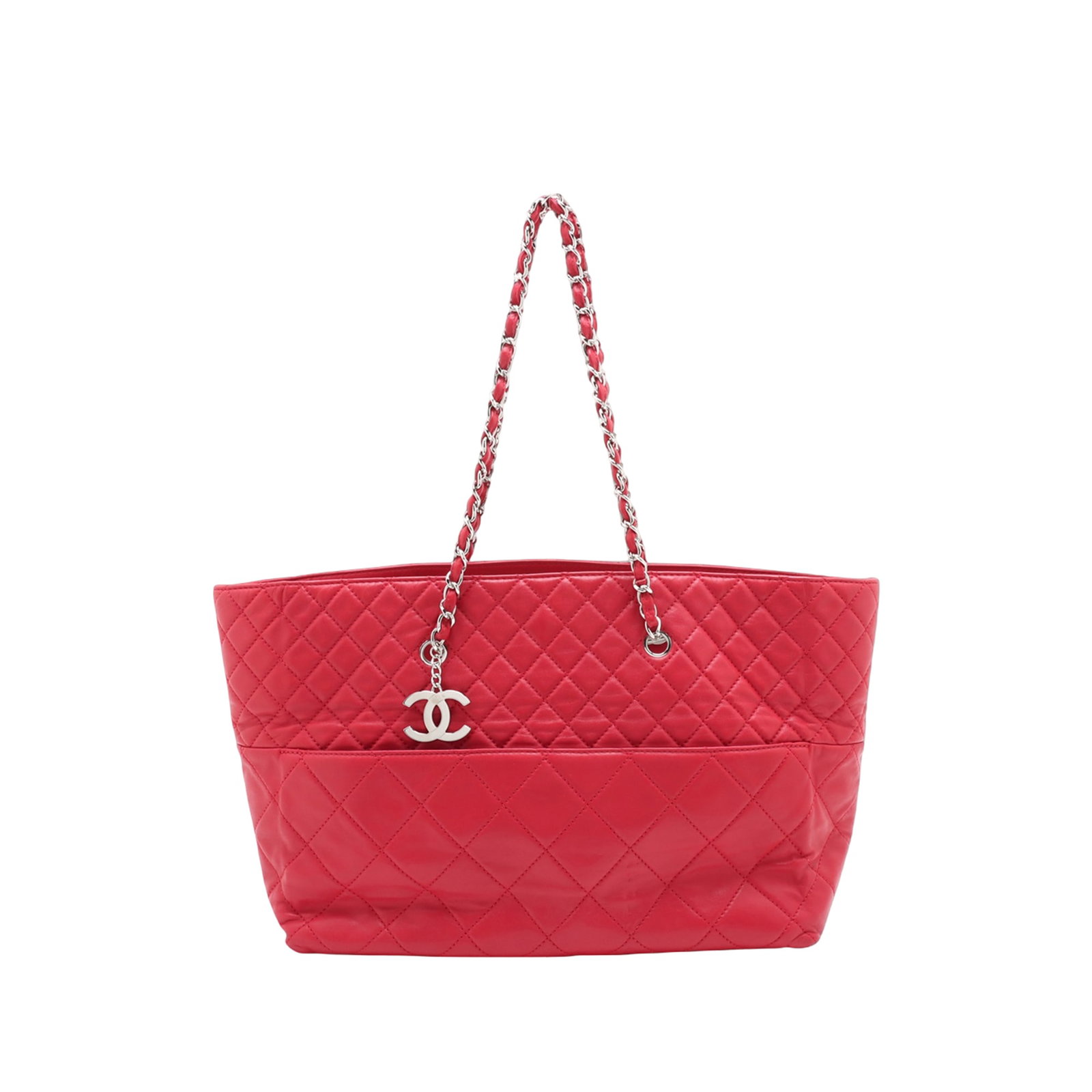 Chanel In The Business Tote Large Quilted Calfskin Leather Bag: Chanel In The Business Tote Large Quilted Calfskin Leather Bag This Chanel Large Quilted Calfskin In The Business Tote is crafted from quilted lambskin leather in a striking red color. It features lea