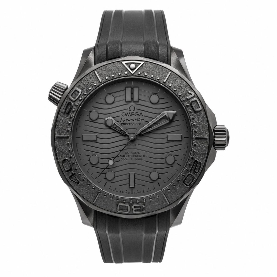 Omega Seamaster Diver 300M Ceramic Black Dial 43.5mm Automatic Watch: Omega Seamaster Diver 300M Ceramic Black Dial 43.5mm Automatic Watch This Omega Seamaster Diver 300 M is a luxury men's wristwatch featuring a 43.5 mm black ceramic case with a brushed finish and an e