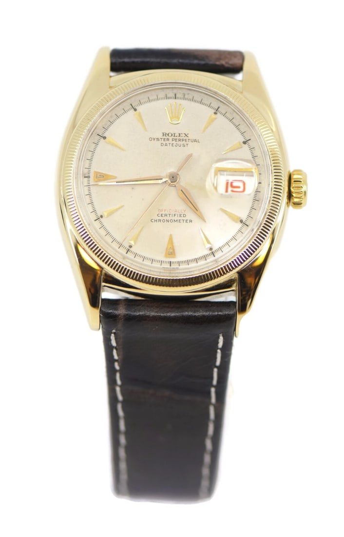 Rolex Datejust Bubbleback 18K Yellow Gold Manual Watch 36mm: Rolex Datejust Bubbleback 18K Yellow Gold Manual Watch 36mm Experience luxury with the Rolex Datejust Bubbleback, a stunning wristwatch crafted from 18K yellow gold. This exquisite timepiece features 