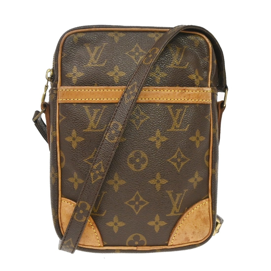 Louis Vuitton Danube Monogram Canvas Crossbody Bag M45266: Louis Vuitton Danube Monogram Canvas Crossbody Bag M45266 This Louis Vuitton Danube shoulder bag features the iconic Monogram canvas leather exterior with brown accents and a brown leather-lined inter