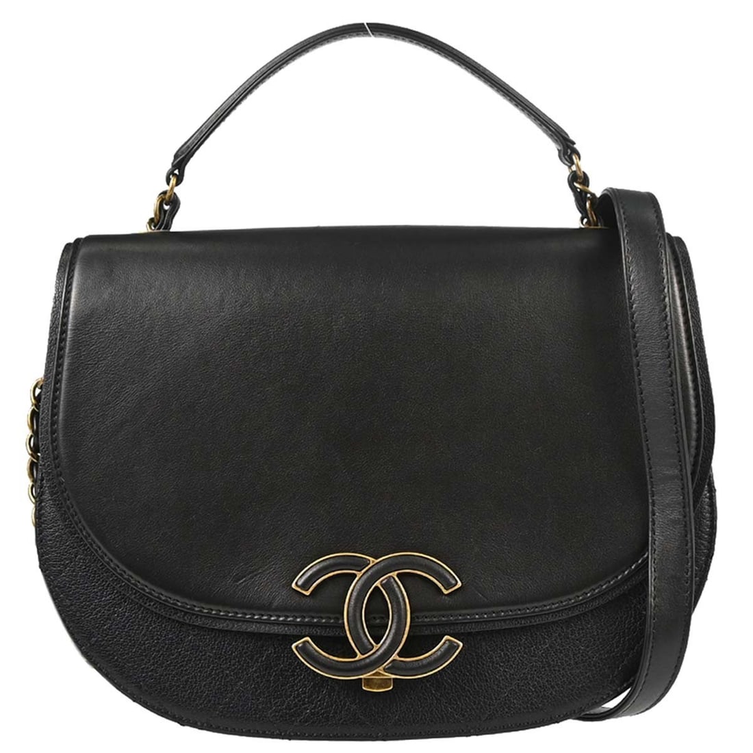 CHANEL Coco Curve Black Calfskin Top Handle Bag: CHANEL Coco Curve Black Calfskin Top Handle Bag This Chanel Coco Curve 2way shoulder handbag features black calfskin leather with a classic top handle design. The medium-sized bag is suitable for casu
