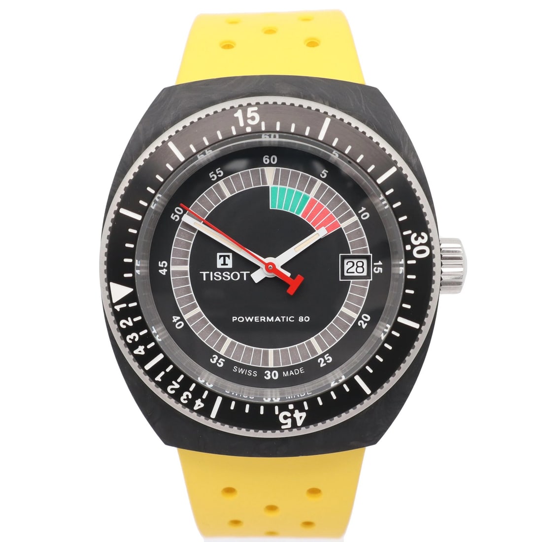 Tissot Sideral S Powermatic 80 Carbon Fiber 41mm Sport Watch: Tissot Sideral S Powermatic 80 Carbon Fiber 41mm Sport Watch This Tissot Sideral S Powermatic 80 wristwatch features a 41mm black carbon fiber case and a black dial with stick indexes. It is powered b