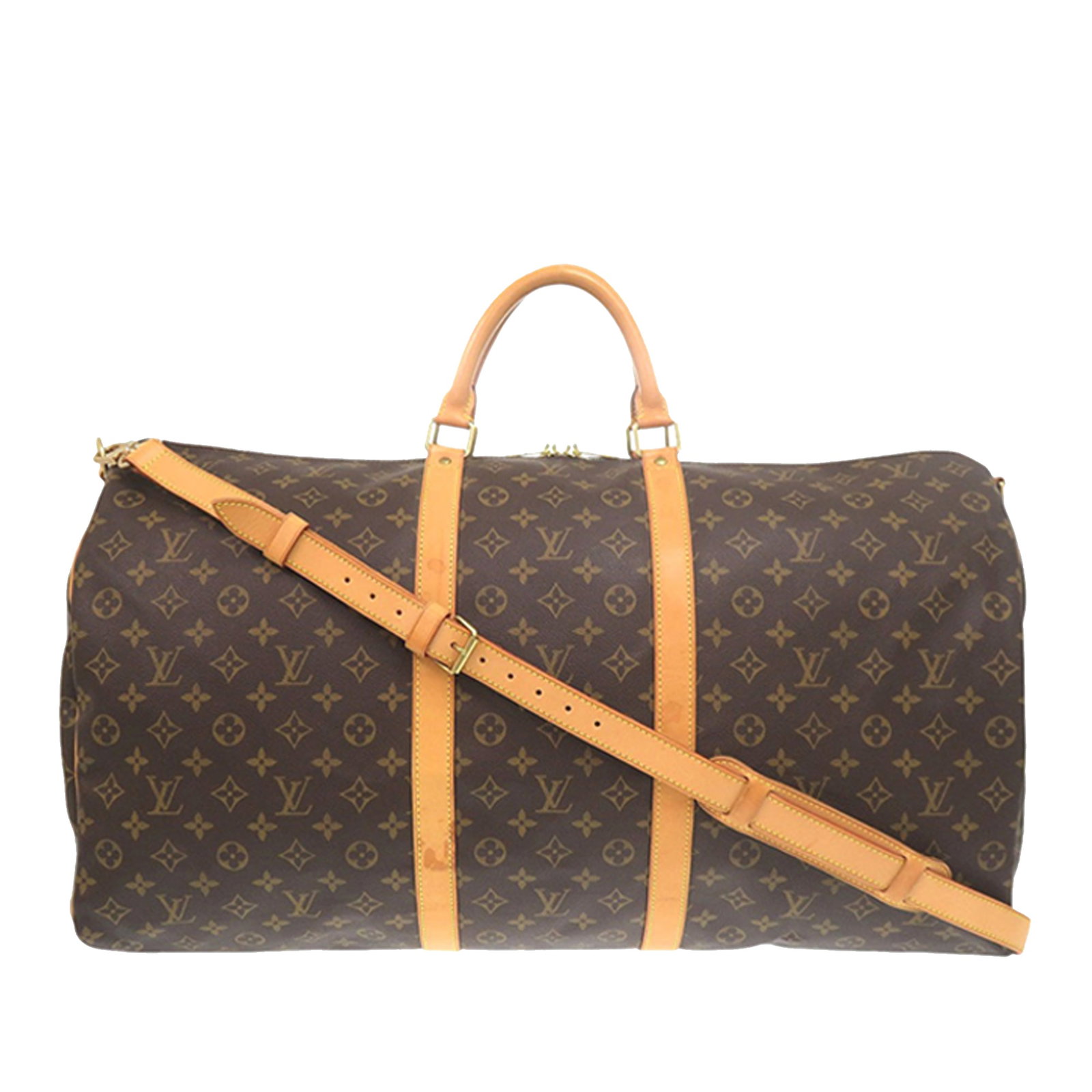 Louis Vuitton Keepall Bandouliere 60 Monogram Canvas Travel Bag: Louis Vuitton Keepall Bandouliere 60 Monogram Canvas Travel Bag The Louis Vuitton Monogram Keepall Bandouliere 60 is crafted from the signature monogram canvas and features rolled vachetta leather han