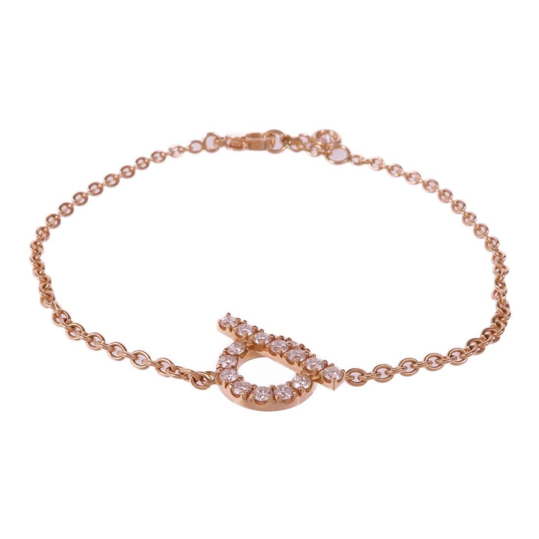 HERMES Finesse Bracelet in 18K Pink Gold with Diamonds: HERMES Finesse Bracelet in 18K Pink Gold with Diamonds Elevate your accessory collection with the HERMES Finesse Bracelet, expertly crafted from 18K pink gold (K18PG). This exquisite bracelet features