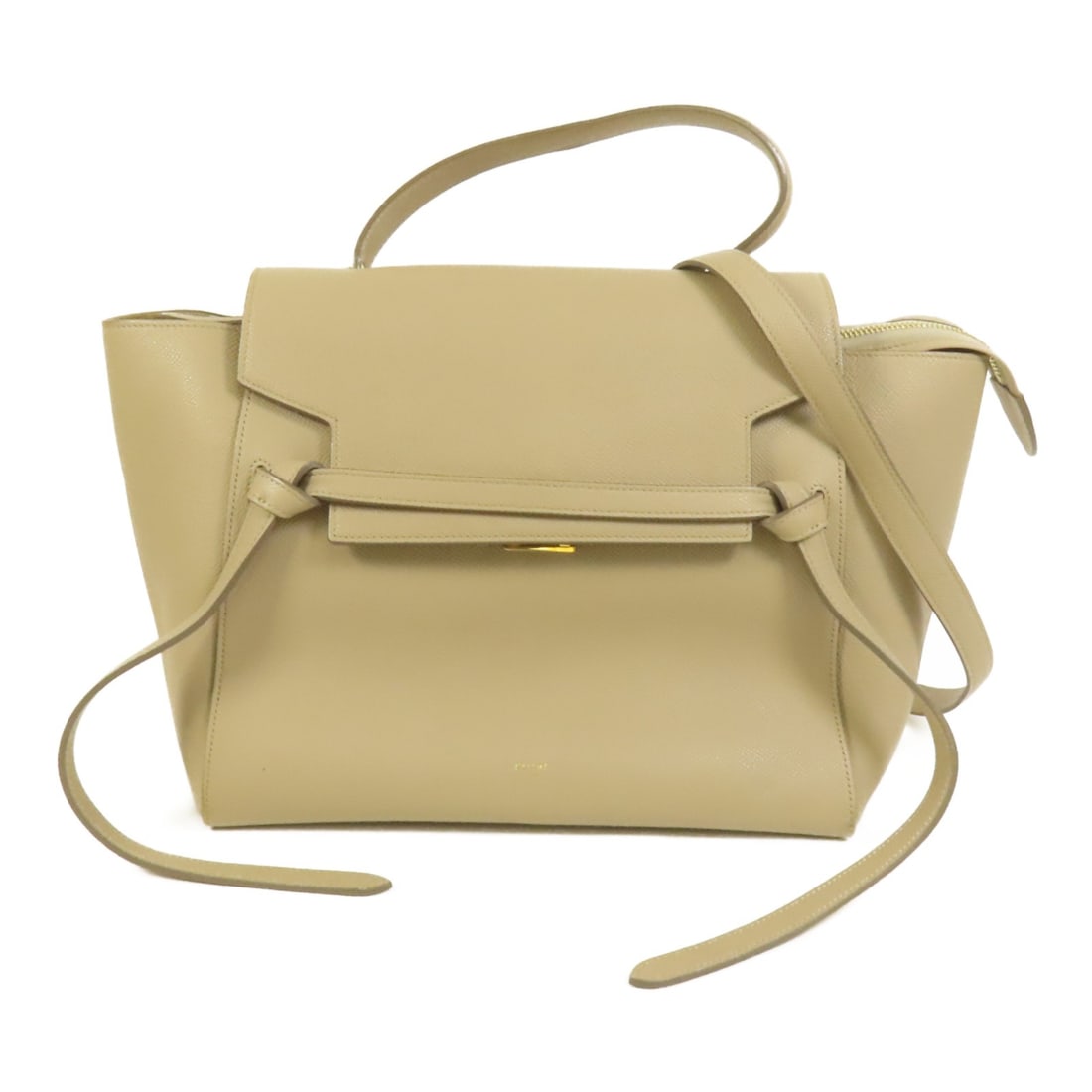 CELINE Mini Belt Bag 2way Calfskin Leather Black: CELINE Mini Belt Bag 2way Calfskin Leather Black The CELINE Mini Belt Bag is a stylish and versatile 2-way shoulder bag crafted from premium calfskin leather. This bag features a chic beige exterior, 