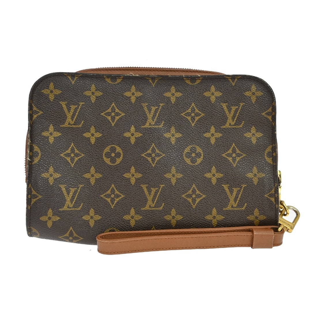 Louis Vuitton Orsay Monogram Canvas Clutch Bag M51790: Louis Vuitton Orsay Monogram Canvas Clutch Bag M51790 This Louis Vuitton Orsay clutch handbag features the iconic monogram canvas with brown leather accents. Designed in a small size, it offers both i
