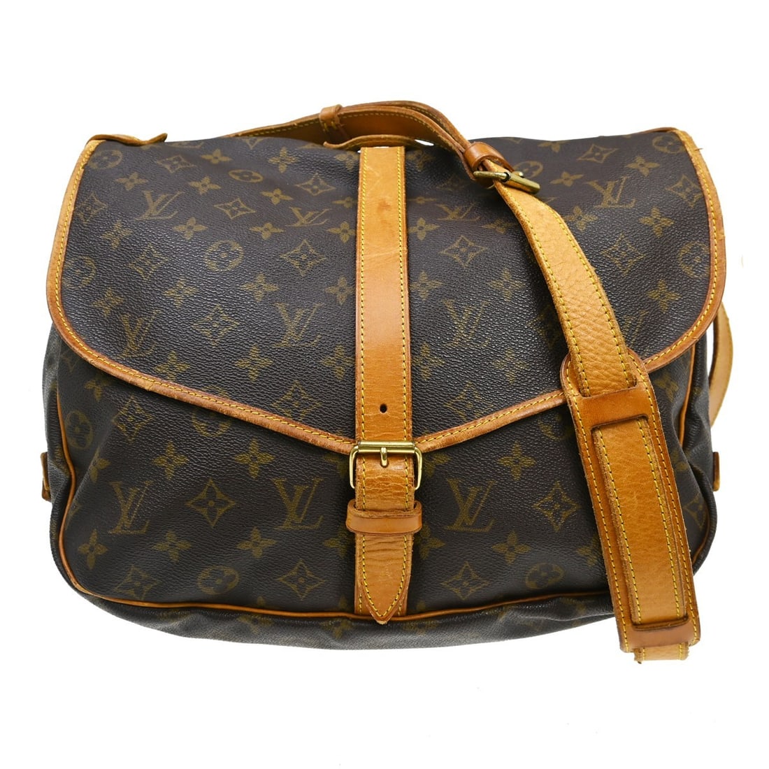 Louis Vuitton Monogram Saumur 35 Crossbody Shoulder Bag M42254: Louis Vuitton Monogram Saumur 35 Crossbody Shoulder Bag M42254 This is a vintage Louis Vuitton Saumur 35 shoulder bag featuring the iconic monogram canvas design. The bag includes a brown crossbody st