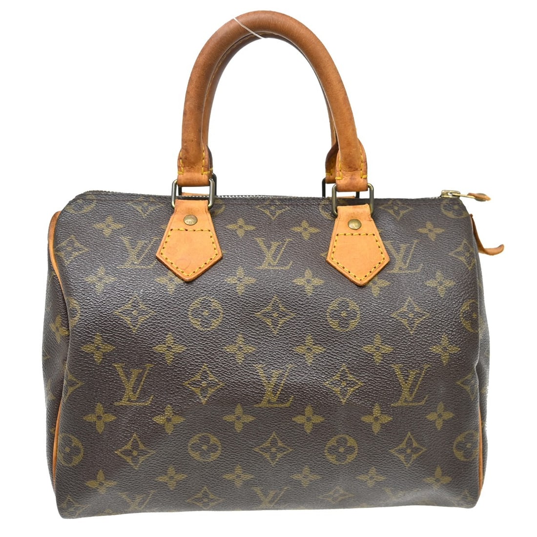 Louis Vuitton Speedy 25 Monogram Brown Duffle Bag: Louis Vuitton Speedy 25 Monogram Brown Duffle Bag This Louis Vuitton Monogram Speedy 25 handbag features the iconic monogram canvas exterior with brown leather accents and gold-plated hardware. The ba