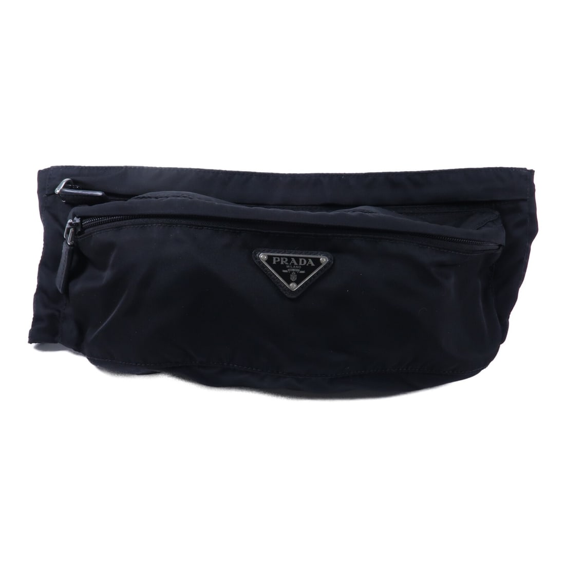 Prada Tessuto Nylon Black Waist Body Bag SHW 1BL011 064 F0002: Prada Tessuto Nylon Black Waist Body Bag SHW 1BL011 064 F0002 This PRADA Tessuto belt bag is crafted from durable black nylon and features silver-tone hardware. Designed as a waist or body bag, it off