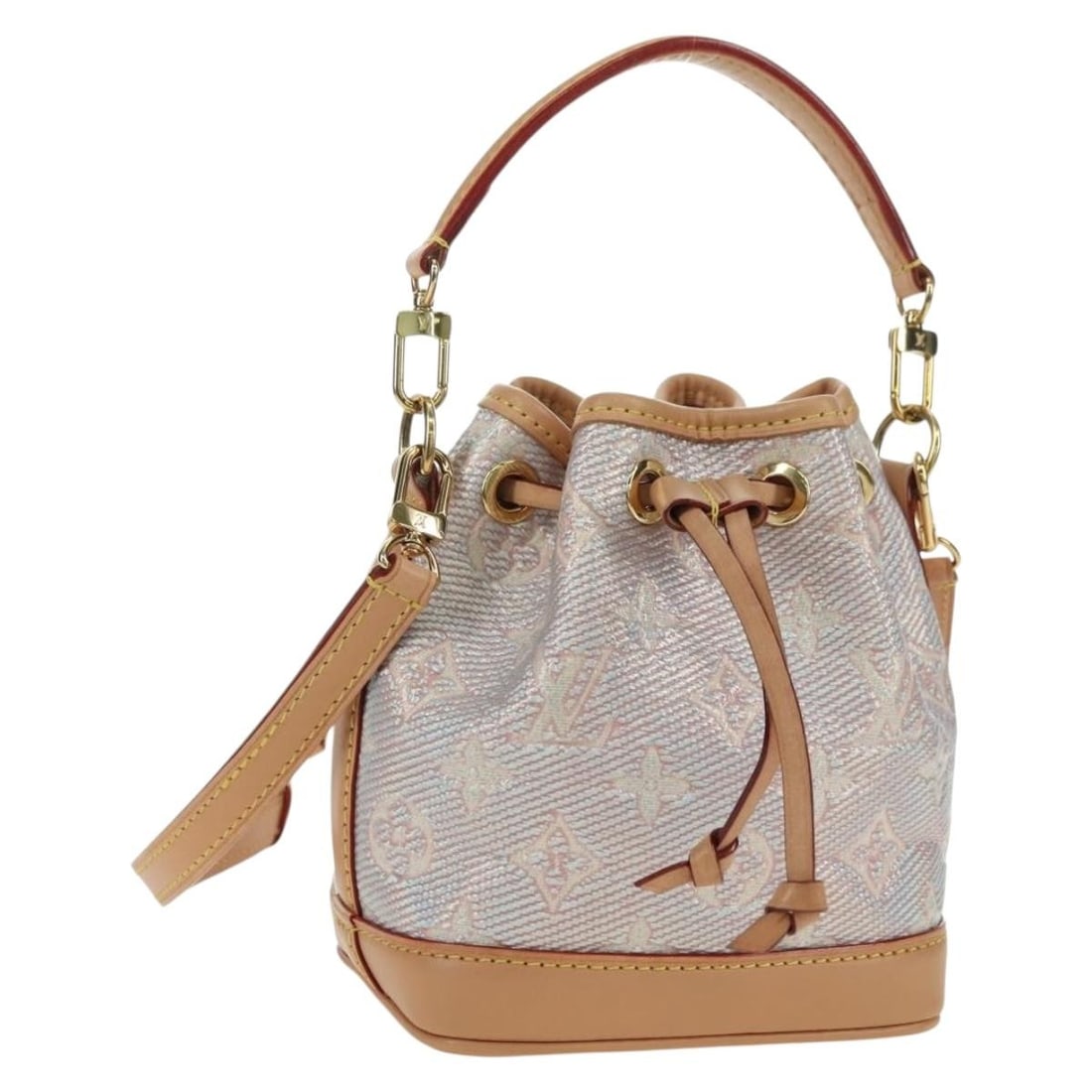 Louis Vuitton Nano Noe Pink Monogram Canvas Shoulder Bag M82427: Louis Vuitton Nano Noe Pink Monogram Canvas Shoulder Bag M82427 This Louis Vuitton Nano Noe bag features a monogram laminated jacquard canvas in a pink colorway. Designed as a shoulder bag, it include