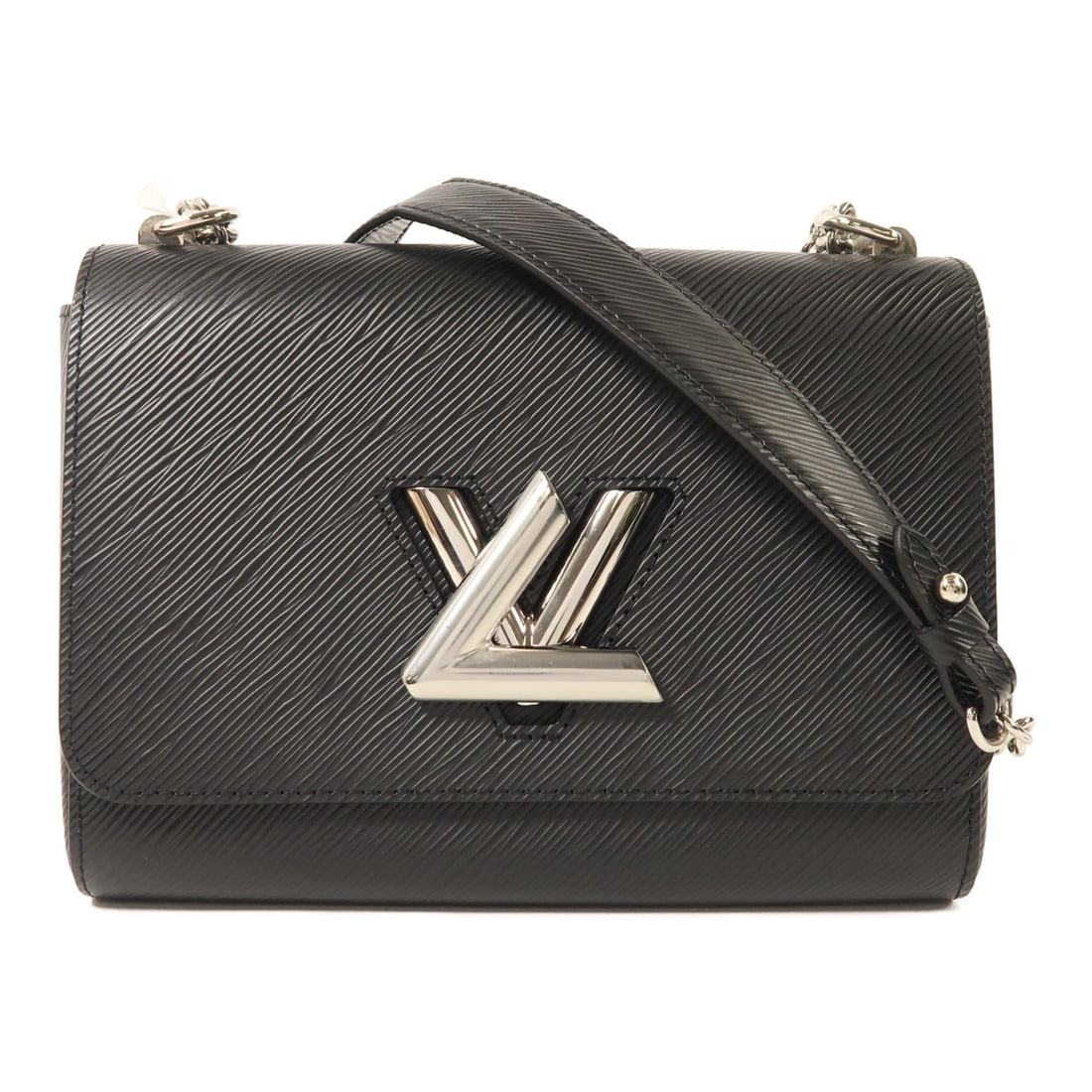 Louis Vuitton Twist MM Black Epi Leather Shoulder Bag M21110 Silver Hardware: Louis Vuitton Twist MM Black Epi Leather Shoulder Bag M21110 Silver Hardware This Louis Vuitton Twist MM Shoulder Bag is crafted from black Epi leather with a calfskin exterior, offering a sophisticat