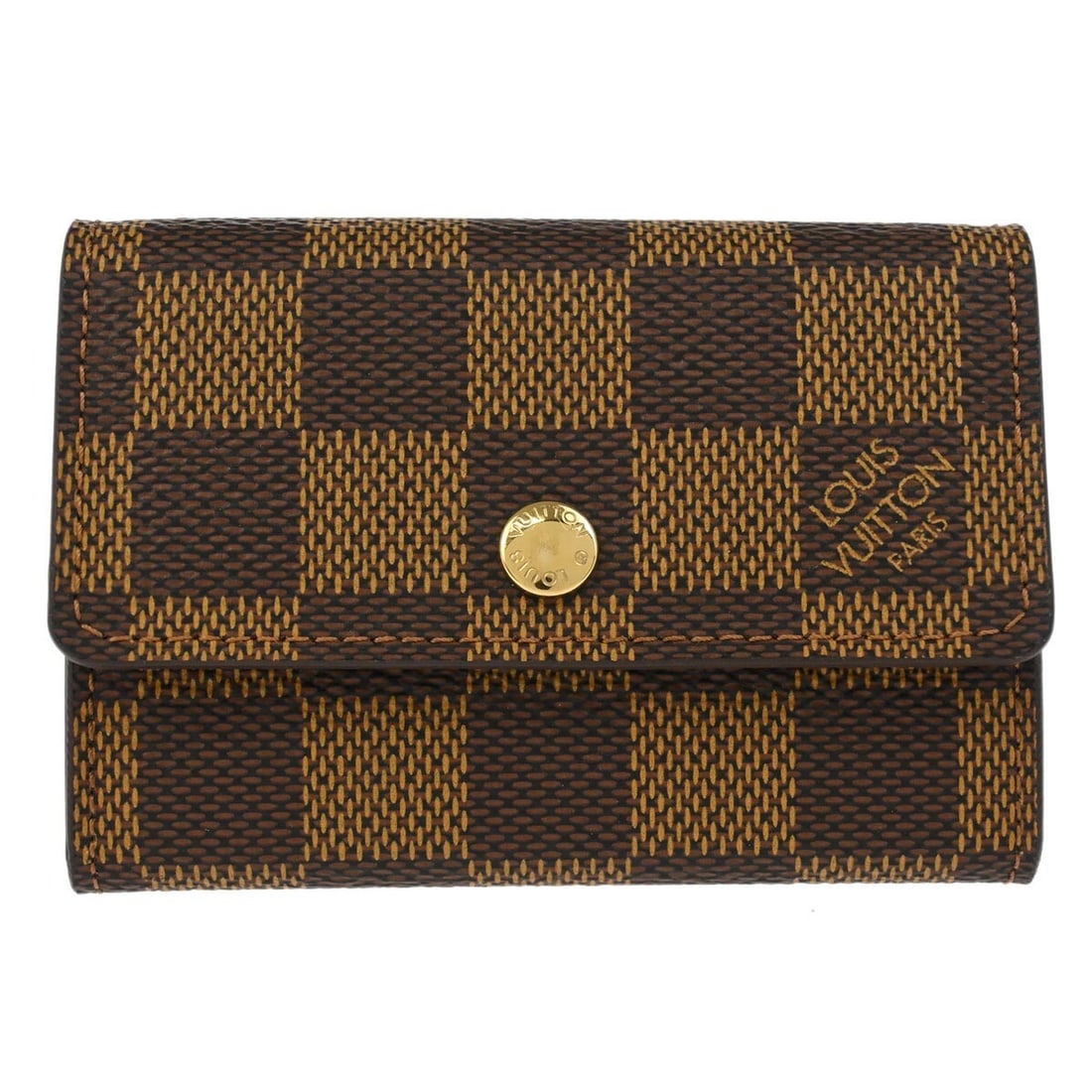 Louis Vuitton Damier Canvas Brown Coin Purse Wallet for Women: Louis Vuitton Damier Canvas Brown Coin Purse Wallet for Women This Louis Vuitton Damier Porte Monnaie Plat coin case wallet is crafted from durable Damier canvas in brown and features the iconic logo 