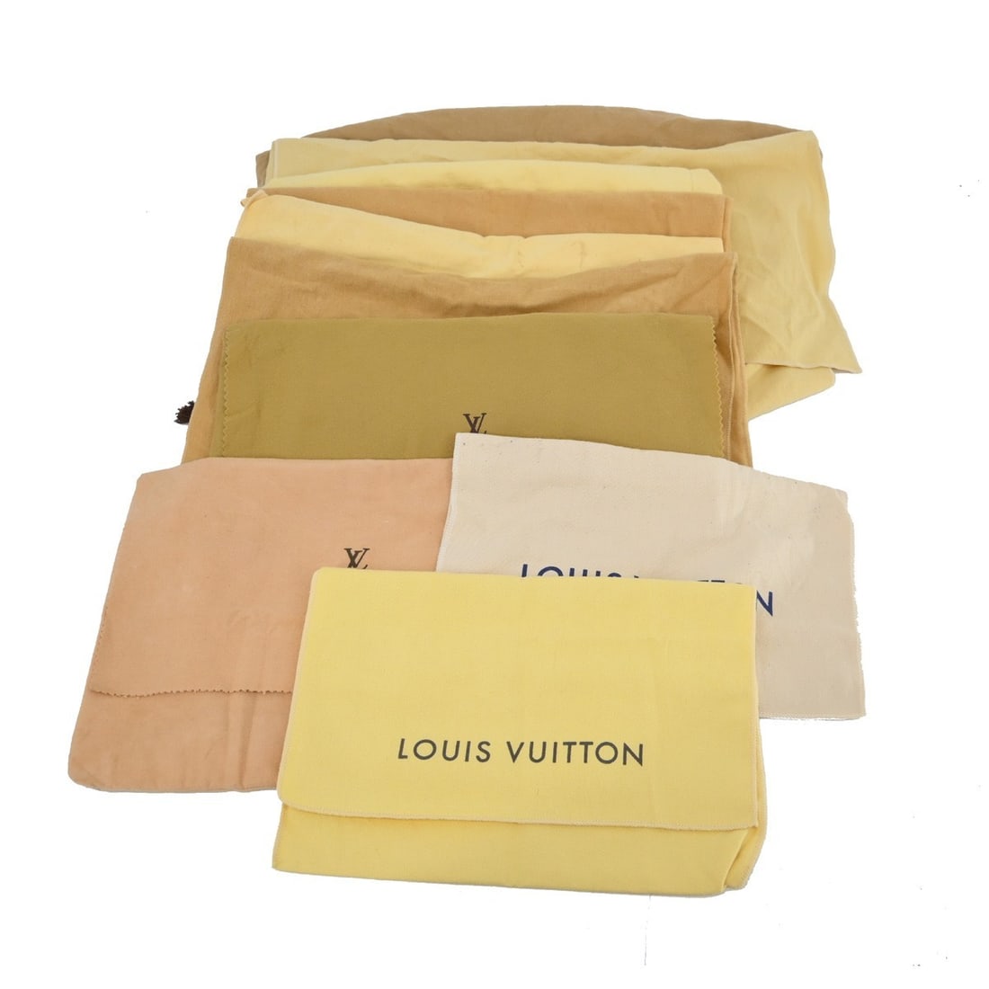 Louis Vuitton cotton dust bags set of 10 brown beige: Louis Vuitton cotton dust bags set of 10 brown beige This set includes ten Louis Vuitton dust bags crafted from 100% cotton in a brown and beige color scheme. Designed for unisex use, these dust bags 