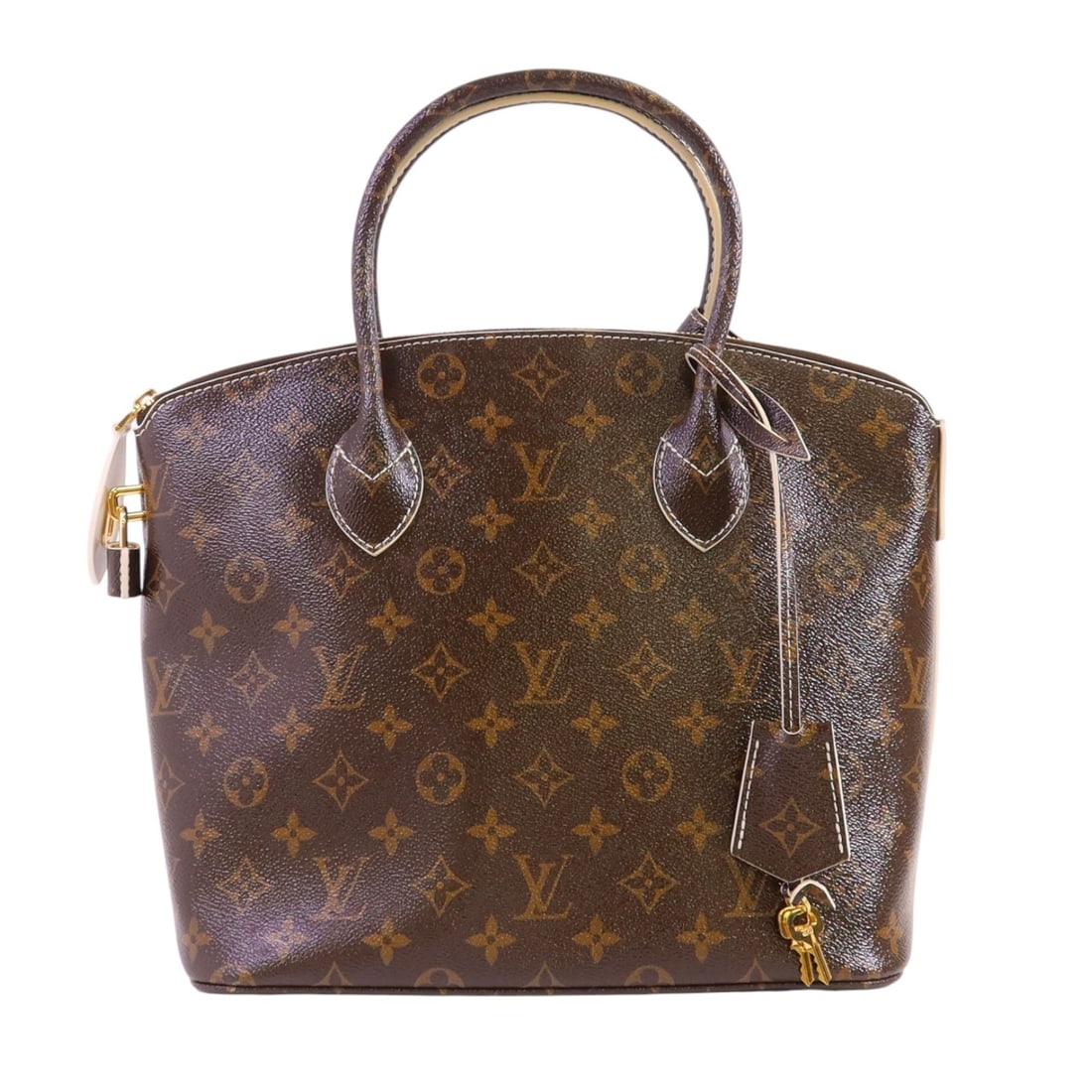 Louis Vuitton Lockit Monogram Brown Handbag with Gold Hardware M40597: Louis Vuitton Lockit Monogram Brown Handbag with Gold Hardware M40597 This Louis Vuitton Lockit handbag features the classic monogram design in brown PVC coated canvas. The bag is crafted in France an
