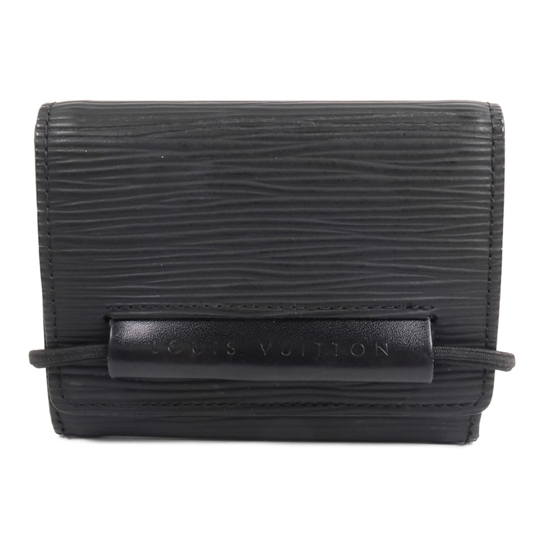 Louis Vuitton Epi Black Card Case M63662 GHW: Louis Vuitton Epi Black Card Case M63662 GHW This Louis Vuitton Porte Monnaie Elastic Wallet is crafted from black Epi calfskin leather and features gold-tone hardware. Designed as a sleek card case, 