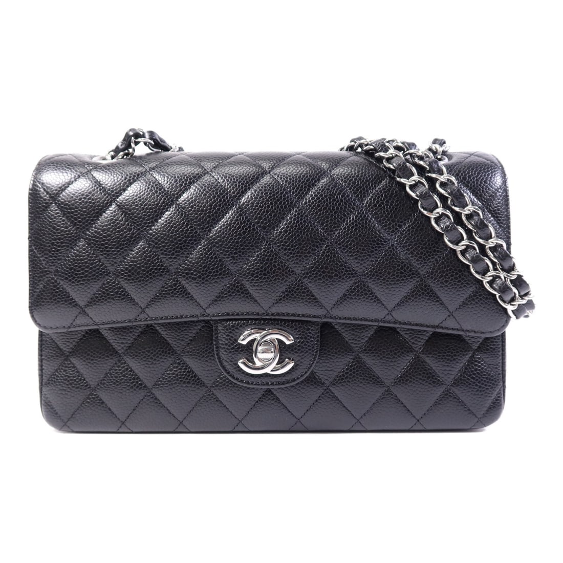 CHANEL Classic 25 Black Calfskin Shoulder Bag SHW: CHANEL Classic 25 Black Calfskin Shoulder Bag SHW This Chanel Classic 25 shoulder bag is crafted from black calfskin leather and features the iconic CC logo with silver-tone hardware. Designed in a ti