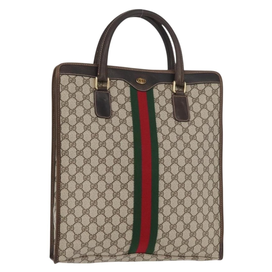 Gucci GG Supreme Web Sherry Line beige gold tote Italy: Gucci GG Supreme Web Sherry Line beige gold tote Italy This is a Gucci GG Supreme Web Sherry Line tote bag crafted from beige and gold PVC leather with GG canvas accents. Designed for women, the bag f
