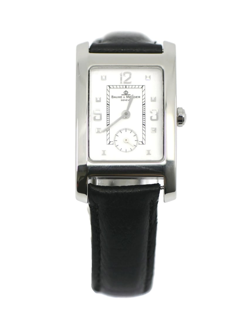 Baume and Mercier Hampton Quartz Stainless Steel Men's Wristwatch MV045063: Baume and Mercier Hampton Quartz Stainless Steel Men's Wristwatch MV045063 This Baume & Mercier Hampton wristwatch is crafted for men and features a stainless steel case with a white analog dial. The 