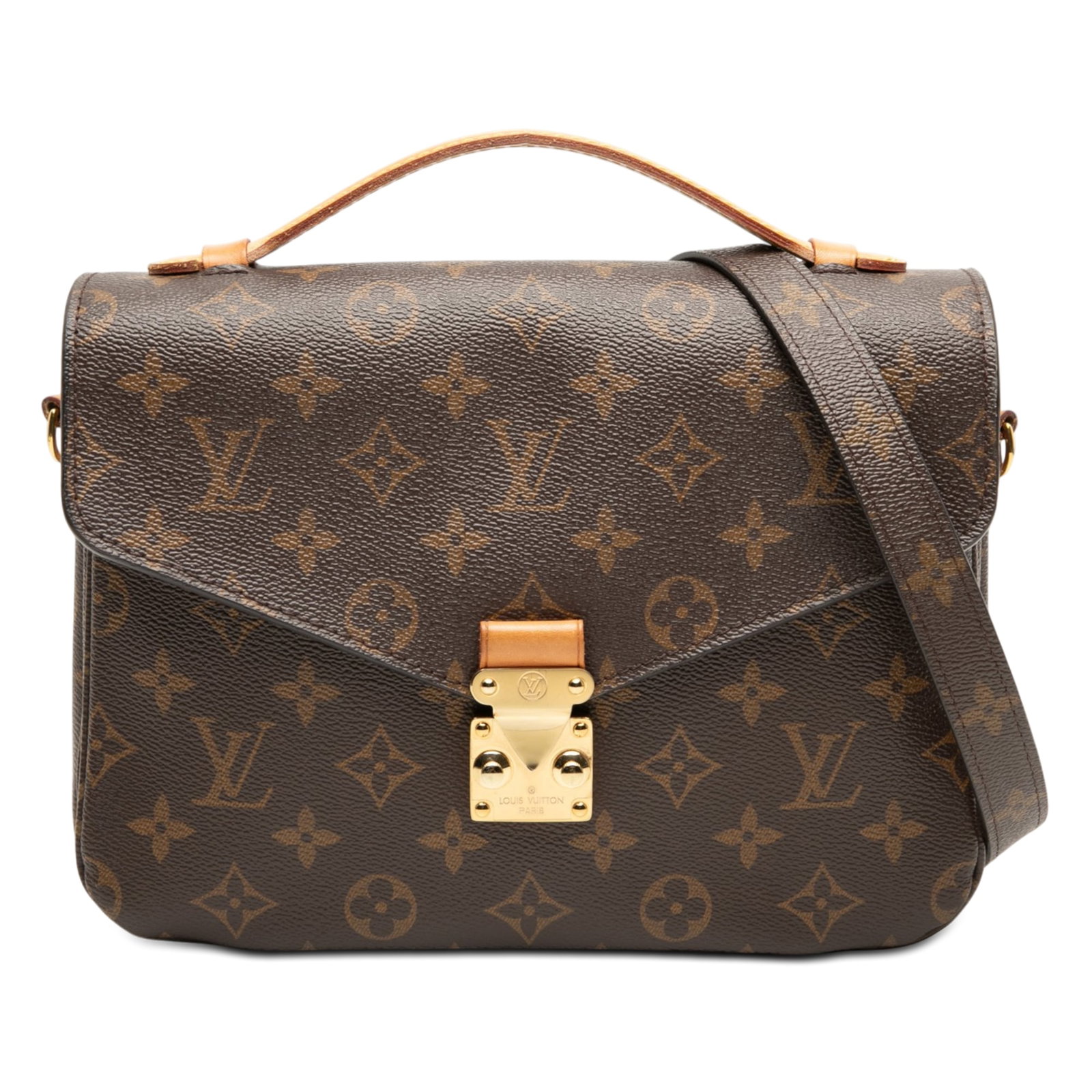 Louis Vuitton Pochette Metis Monogram Canvas Bag: Louis Vuitton Pochette Metis Monogram Canvas Bag This Louis Vuitton Monogram Pochette Metis bag features the iconic monogram canvas body with a flat vachetta leather top handle and a detachable, adjus