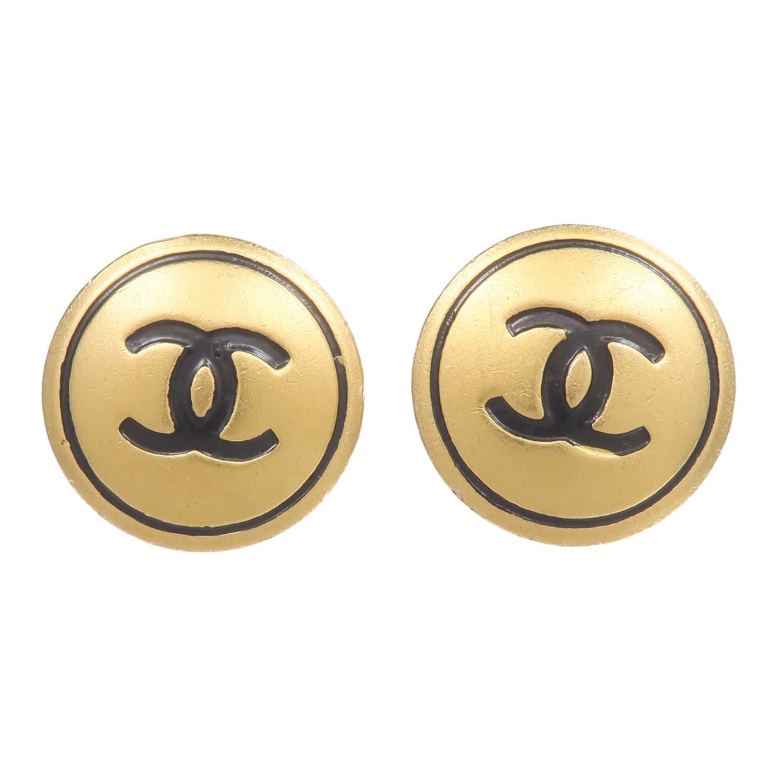 CHANEL Gold CC Drop Earrings Black Accent (1 of 8)