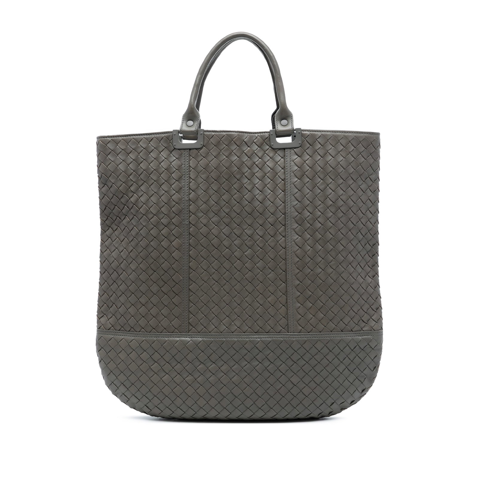 Woven Nappa Leather Tote by Bottega Veneta Intrecciato: Woven Nappa Leather Tote by Bottega Veneta Intrecciato This Bottega Veneta Nappa Intrecciato Tote features a woven nappa leather exterior in brown, rolled leather handles, an open top with magnetic cl