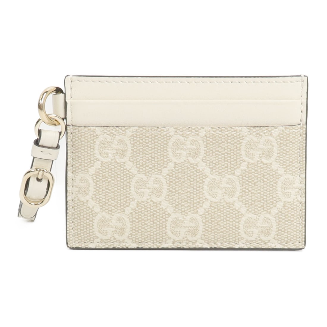 Gucci GG Emblem white coated canvas card case with strap (1 of 12)