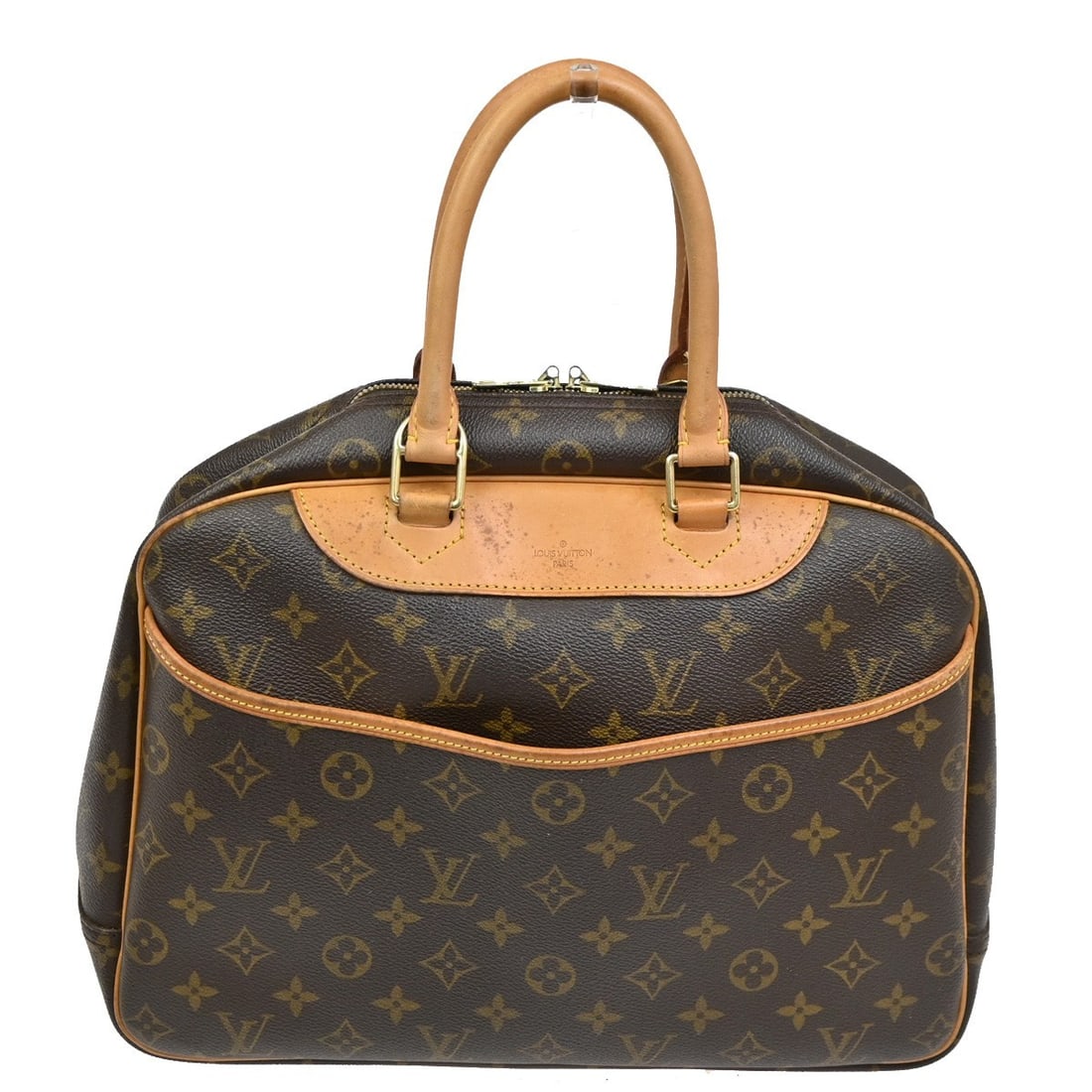 Louis Vuitton Deauville Leather Tote Brown 35cm by 26cm by 13cm: Louis Vuitton Deauville Leather Tote Brown 35cm by 26cm by 13cm This Louis Vuitton Deauville handbag features the classic monogram canvas design crafted in leather. Designed for women, it offers a spa