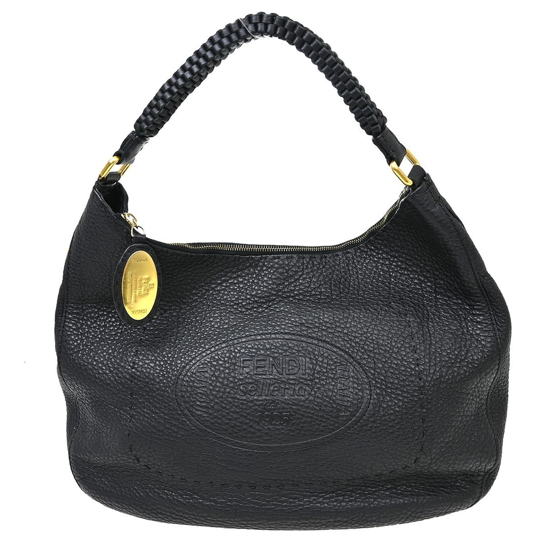 Fendi Selleria Black Leather Hobo Bag: Fendi Selleria Black Leather Hobo Bag This Fendi Selleria Hobo bag is crafted from black leather and designed for unisex use. The bag features a spacious interior and a sleek exterior, both maintained