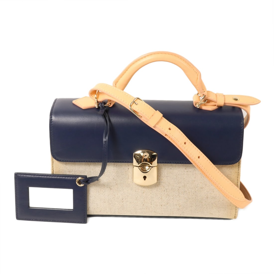 Balenciaga Padlock 2way Shoulder Bag Blue Pink Calfskin Canvas: Balenciaga Padlock 2way Shoulder Bag Blue Pink Calfskin Canvas This Balenciaga GHW Padlock Top Handle Bag features a stylish two-way shoulder design crafted from calfskin leather and coated canvas. Th