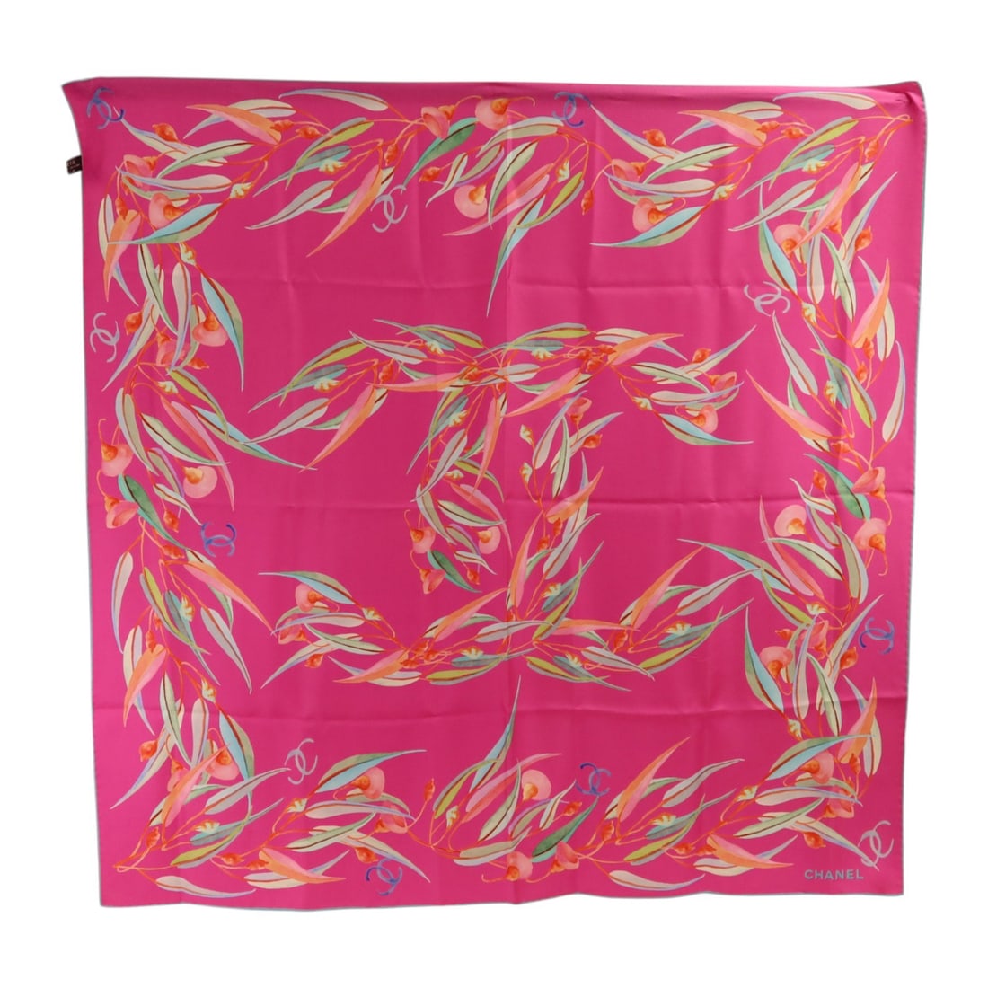 Chanel Silk Square Scarf in Pink Blue and Green 70cm: Chanel Silk Square Scarf in Pink Blue and Green 70cm This CHANEL scarf is crafted from silk in pink, blue, and green hues. Designed for women, it blends elegance with comfort and is suitable for regul