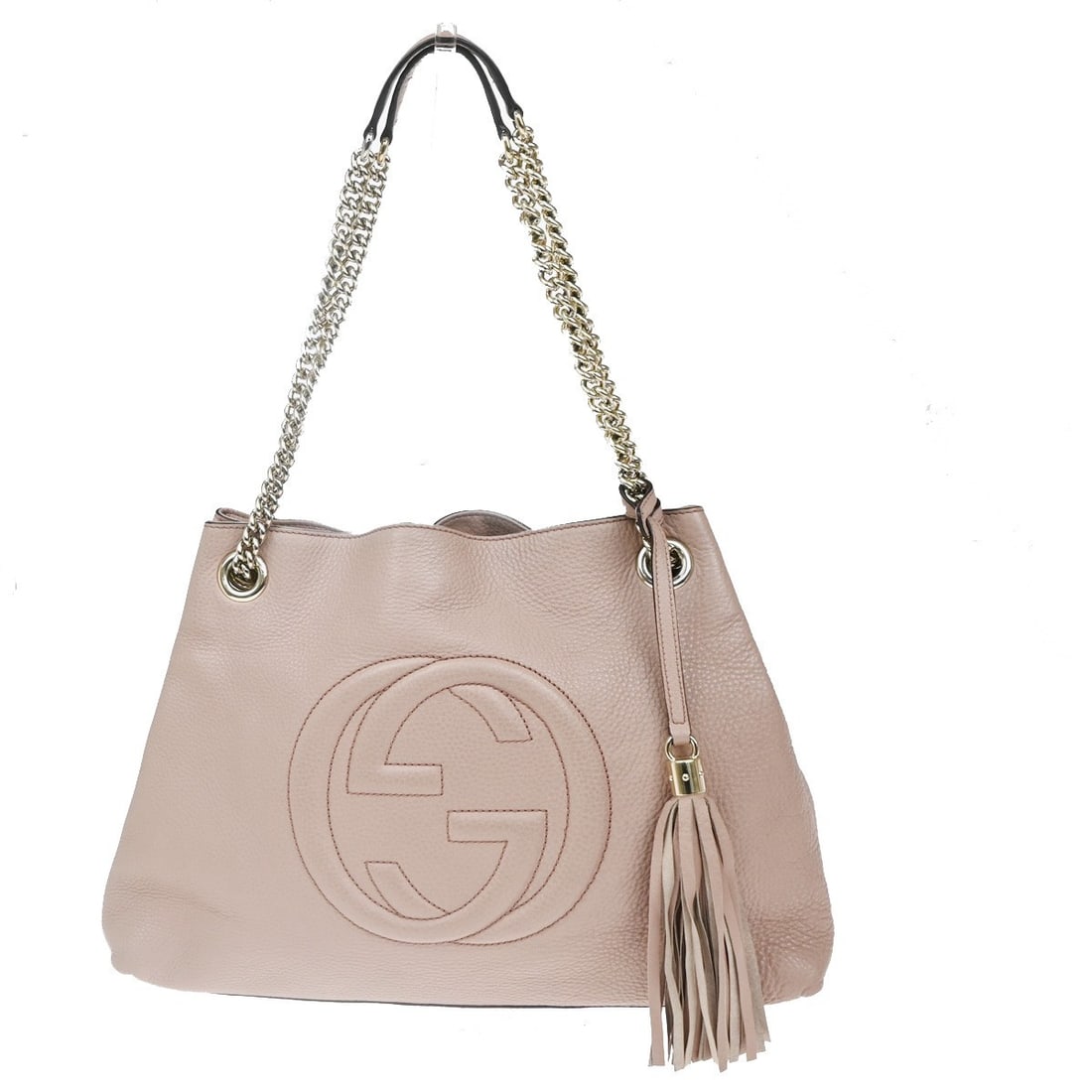 Pink Leather Shoulder Bag Gucci Soho Chain Strap Italy: Pink Leather Shoulder Bag Gucci Soho Chain Strap Italy The Gucci Soho Chain Strap Shoulder Bag is crafted from pink leather and designed for women. This shoulder bag features a spacious interior and c