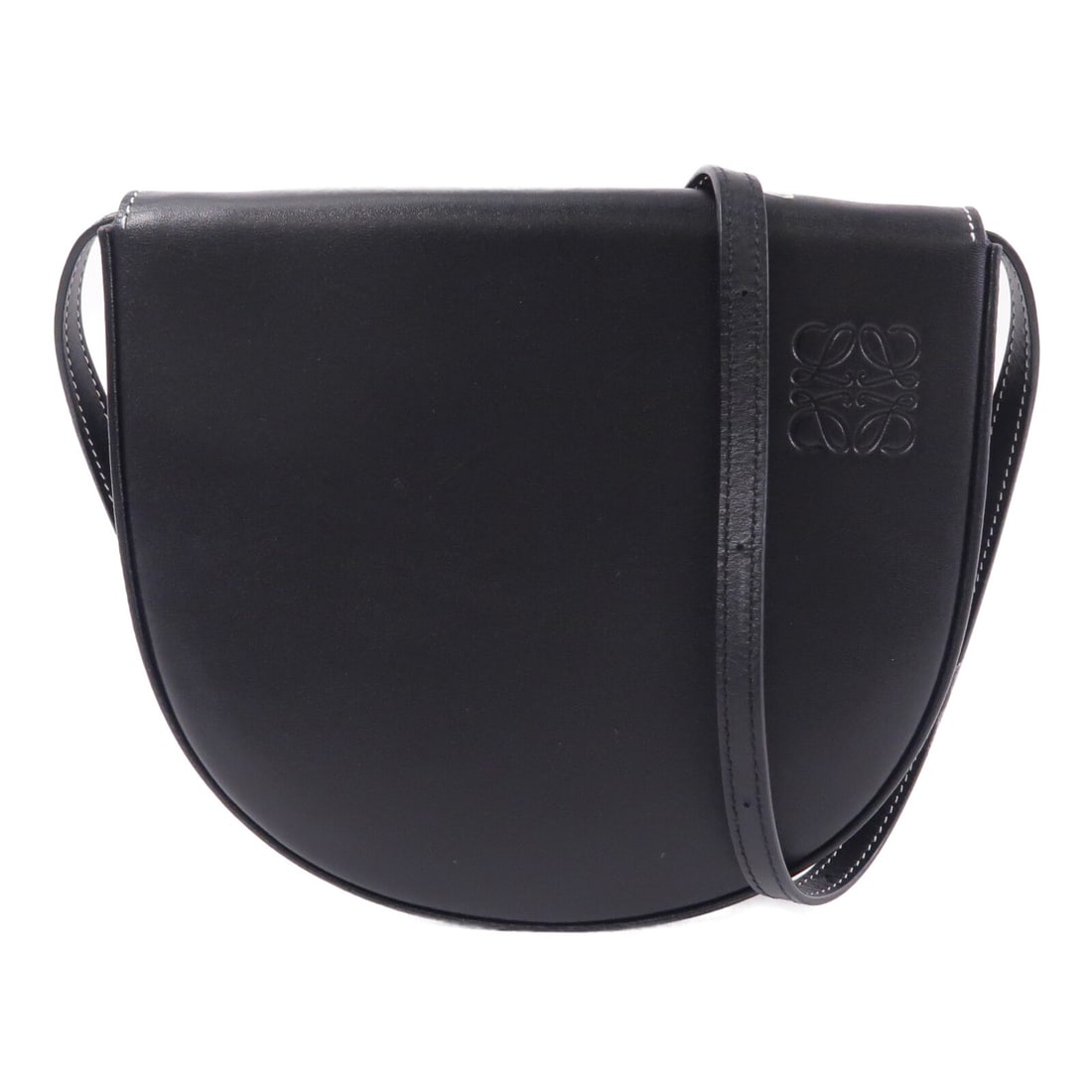 LOEWE SHW calfskin black shoulder bag: LOEWE SHW calfskin black shoulder bag This LOEWE Heel Bag is a stylish shoulder bag crafted from premium black calfskin leather. Designed for women, it features a compact silhouette with a height of 5
