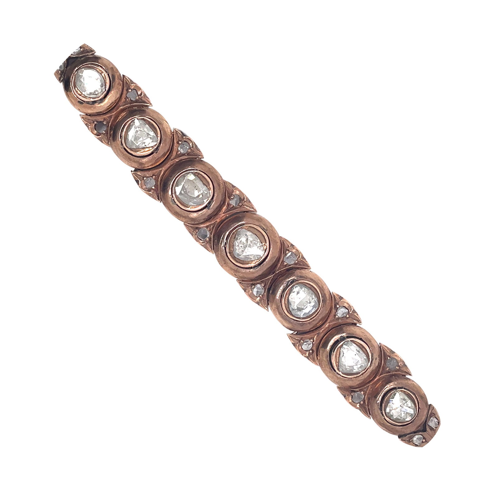 1960s Victorian Silver Bracelet with 7 Rose Cut Diamonds 3.5 ct (1 of 6)