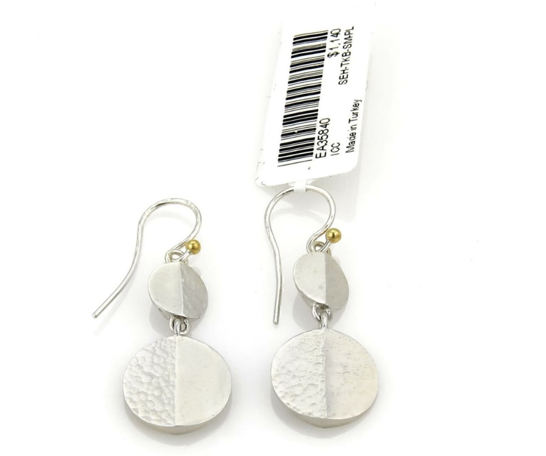 Gurhan sterling silver 24k gold accent dangle earrings: Gurhan sterling silver 24k gold accent dangle earrings These authentic Gurhan double disc dangle earrings are crafted in sterling silver with 24k gold accents. Featuring a sculptural double disc desig