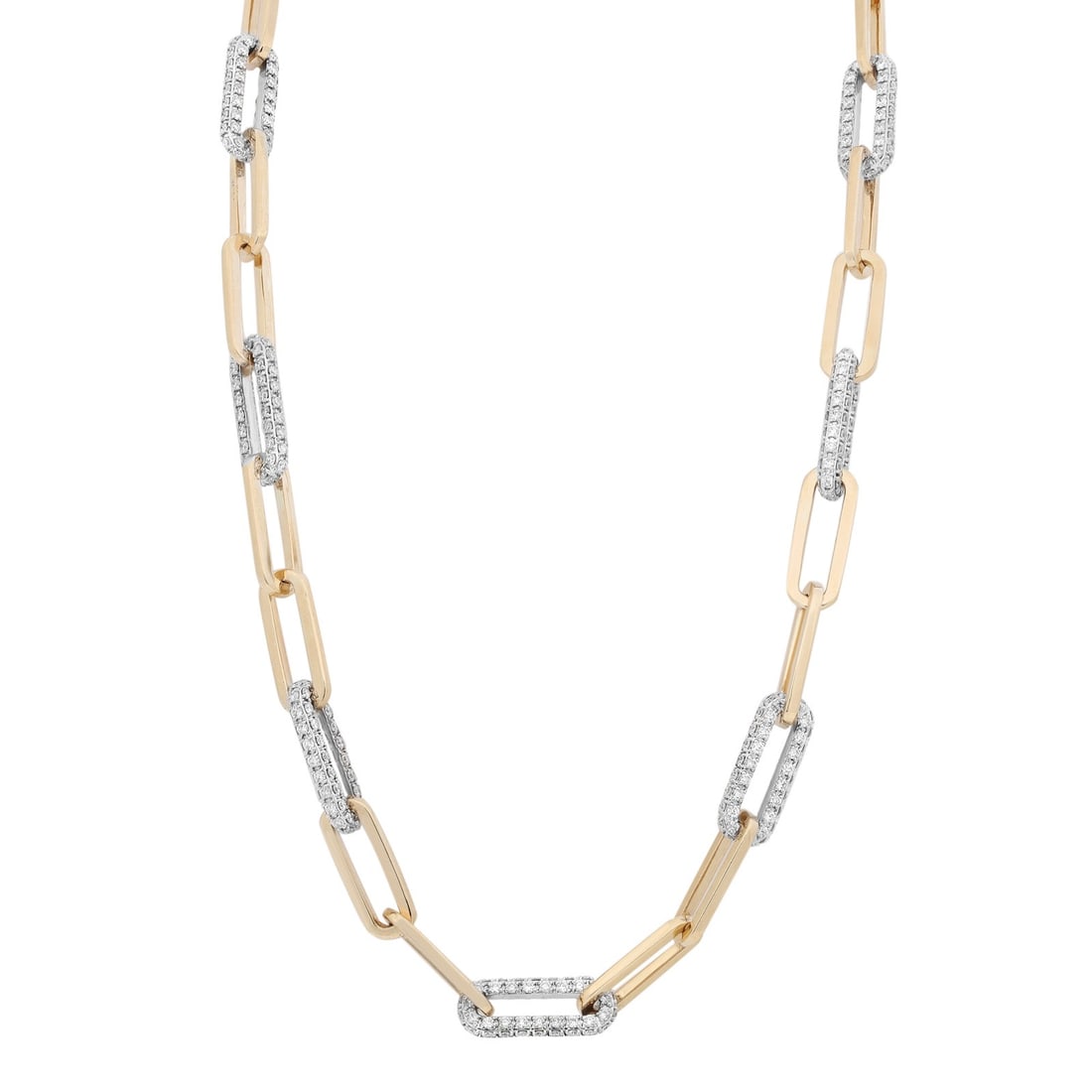 Rachel Koen 14K Yellow Gold Diamond Paper Clip Necklace 7.43Cttw: Rachel Koen 14K Yellow Gold Diamond Paper Clip Necklace 7.43Cttw Elevate your jewelry collection with this stunning Rachel Koen Diamond Paper Clip Link Chain Necklace. Crafted from luxurious 14K yello