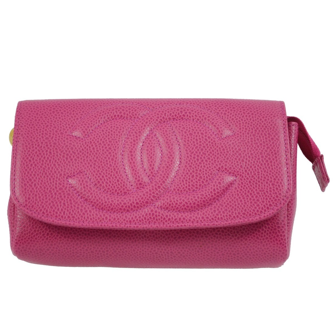 Pink Caviar Leather Cosmetic Pouch by Chanel: Pink Caviar Leather Cosmetic Pouch by Chanel This Chanel cosmetic pouch is crafted from pink caviar calfskin, offering both durability and a luxurious texture. Designed for women, this pouch is ideal 