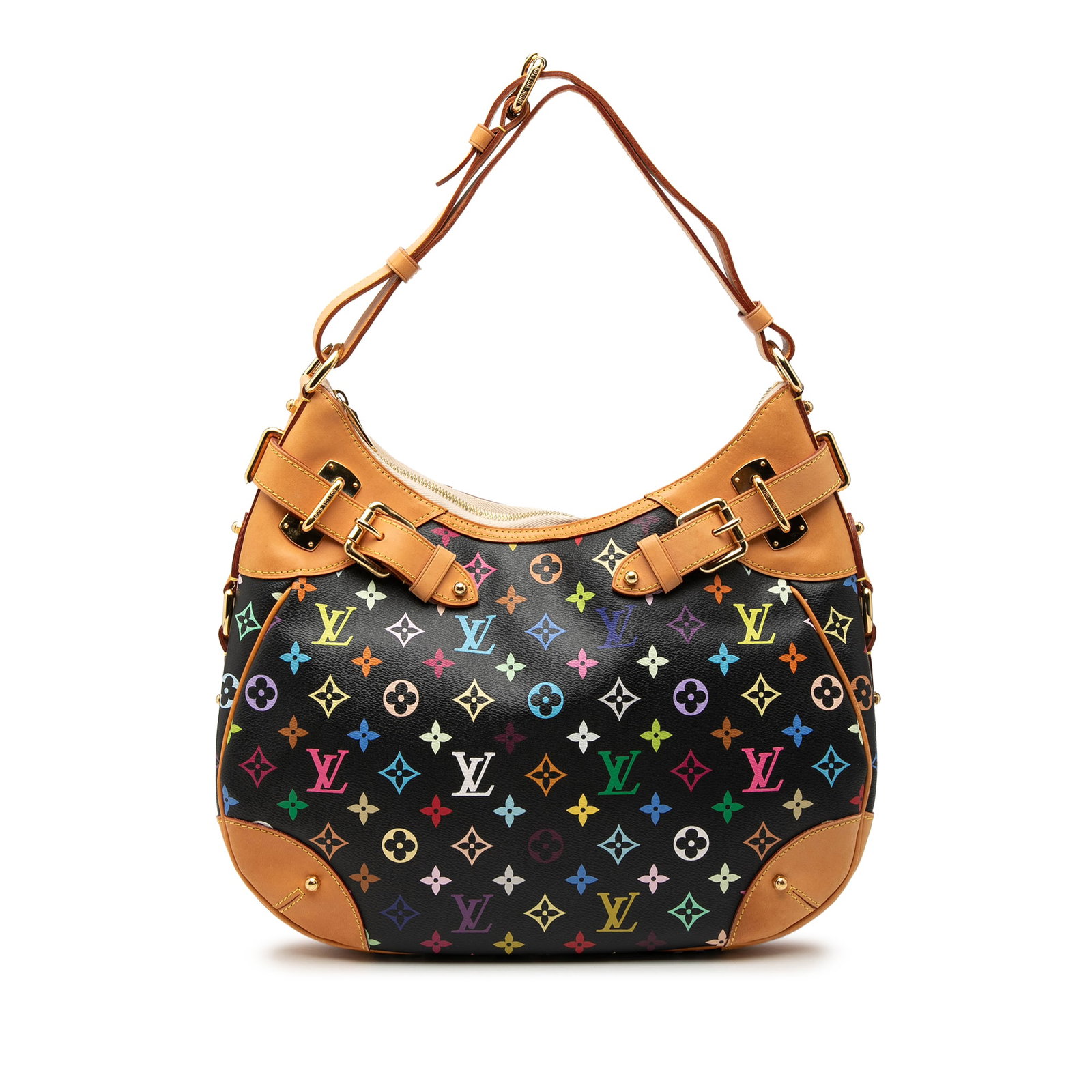 Louis Vuitton Greta Monogram Multicolore Canvas Bag: Louis Vuitton Greta Monogram Multicolore Canvas Bag This Louis Vuitton Monogram Multicolore Greta bag features a multicolore canvas body with vachetta leather trim, a flat vachetta leather strap, a to