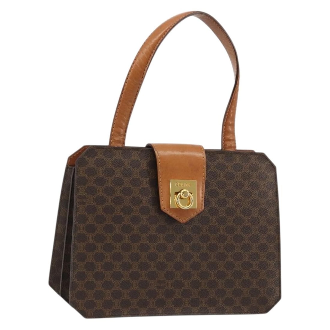 Celine Macadam canvas brown handbag: Celine Macadam canvas brown handbag This Celine Vintage Macadam Handbag is crafted from brown canvas and features the signature Macadam pattern. Designed for female use, the bag is made in Italy and h