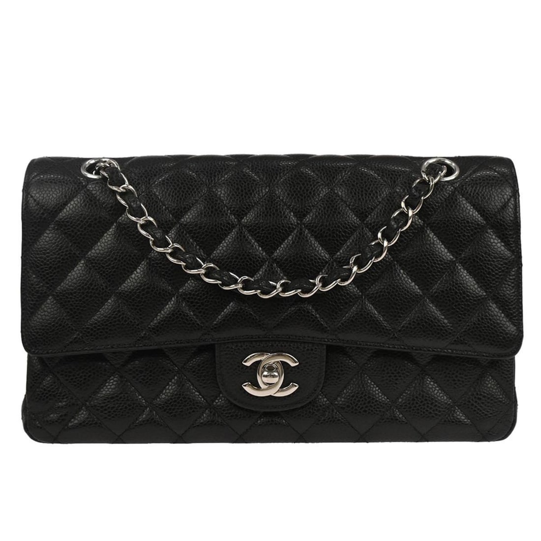 CHANEL Classic Double Flap Black Caviar Shoulder Bag Medium (1 of 10)